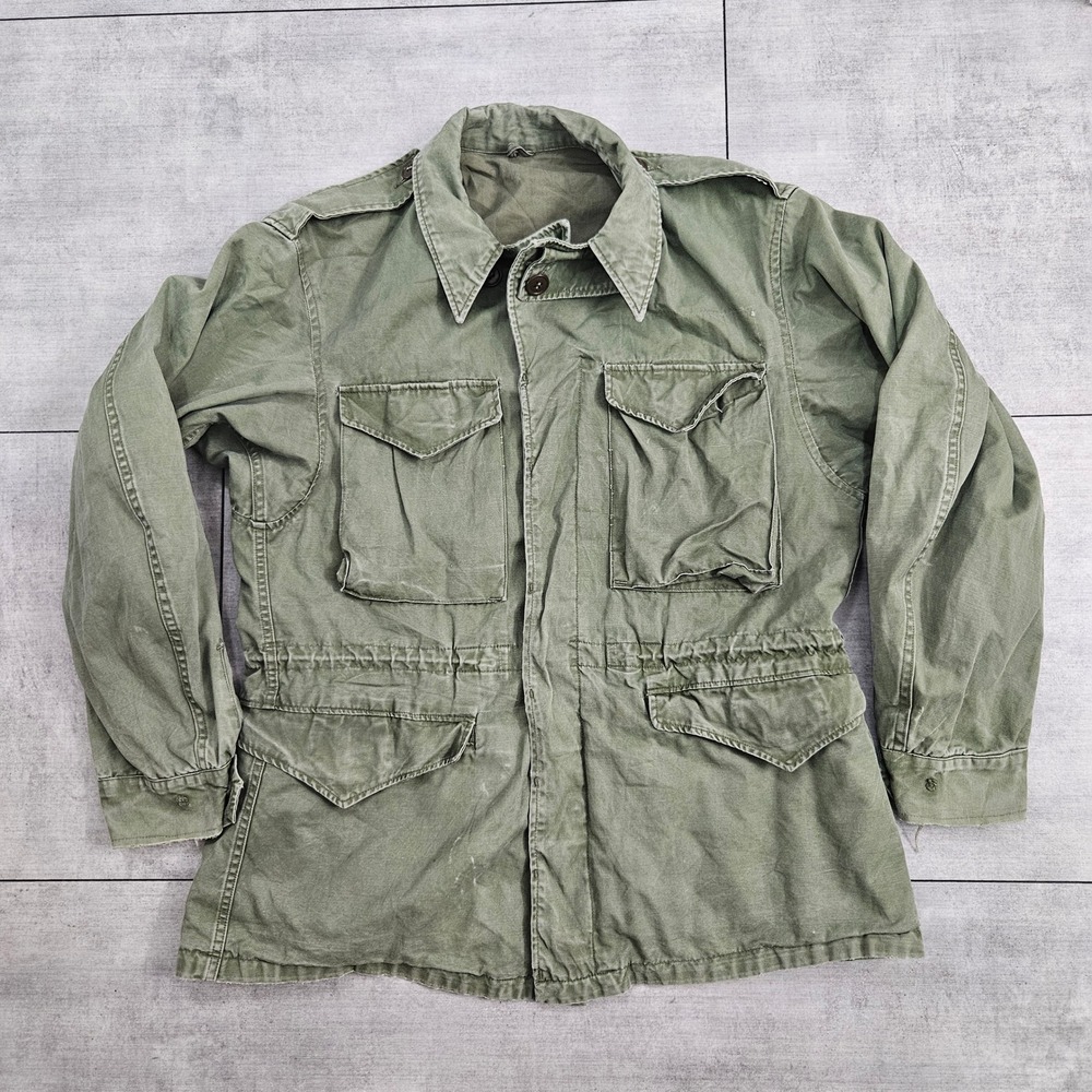 Vintage US Military M-1951 Field Jacket Olive Drab Cotton Sateen OG-107 Mens M